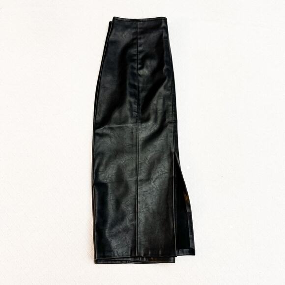 Pookie & Sebastian Black Faux Leather Front Slit Skirt Size Small - Picture 9 of 9